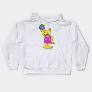 Cat as Handball player with Handball Kids Hoodie